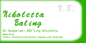 nikoletta baling business card